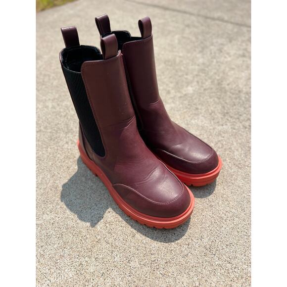 Soda Shoes Women Size 8.5 Plum Burgundy Chelsea Faux Leather Mid Calf Boots - Picture 7 of 7